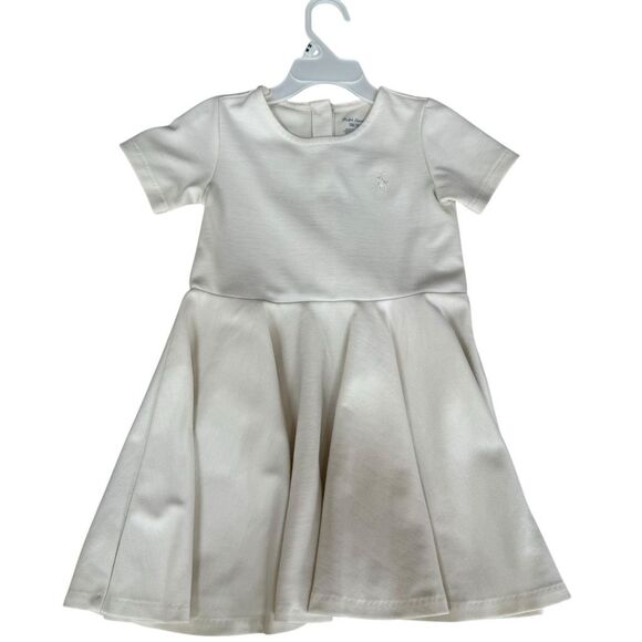 Ralph Lauren toddler Girls Pleated A-Line Dress Ivory White Stretchy size 24M - Picture 1 of 6